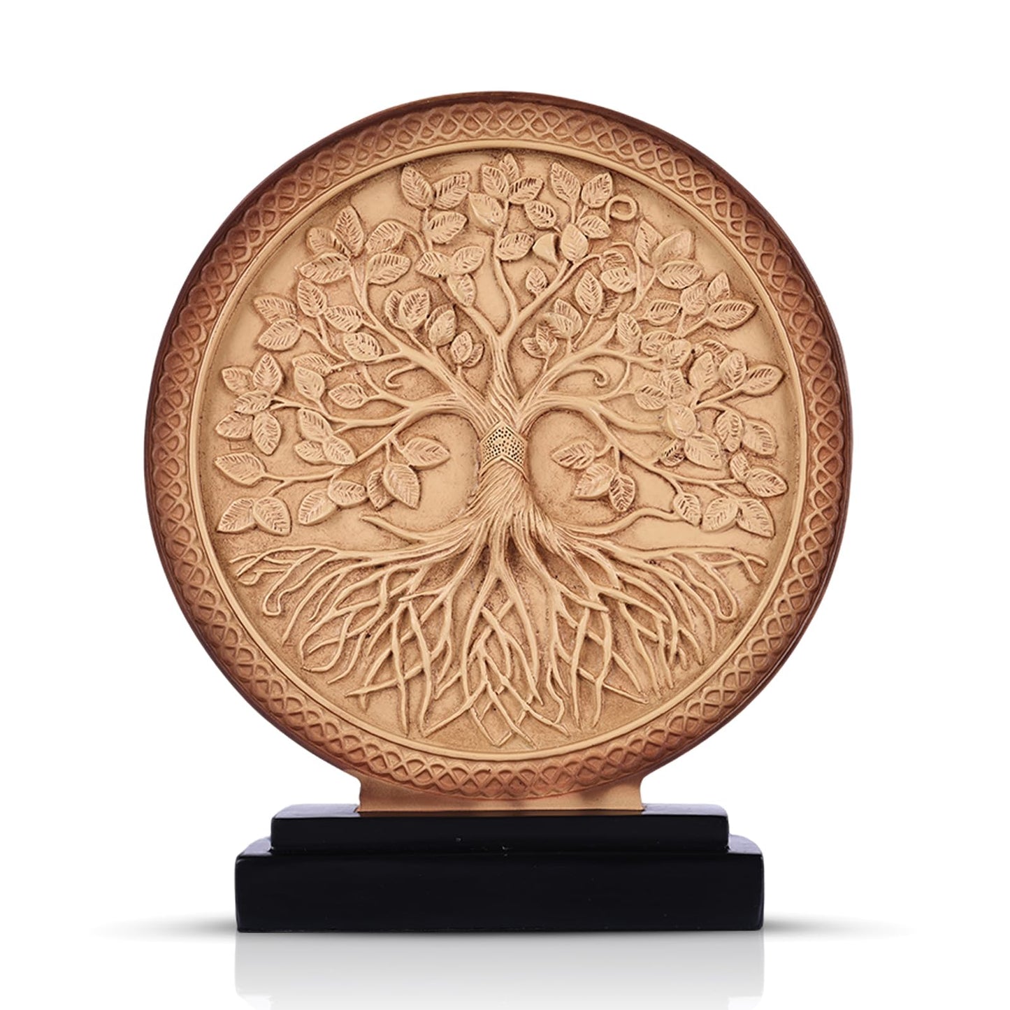 LCCCK Tree of Life Statue, Resin Round Tree Sculpture for Cabinet Decor, Shabby Chic Knick Knacks, Living Room Mantle Entryway Table Top Accent, Symbolic Family Roots Home Decor