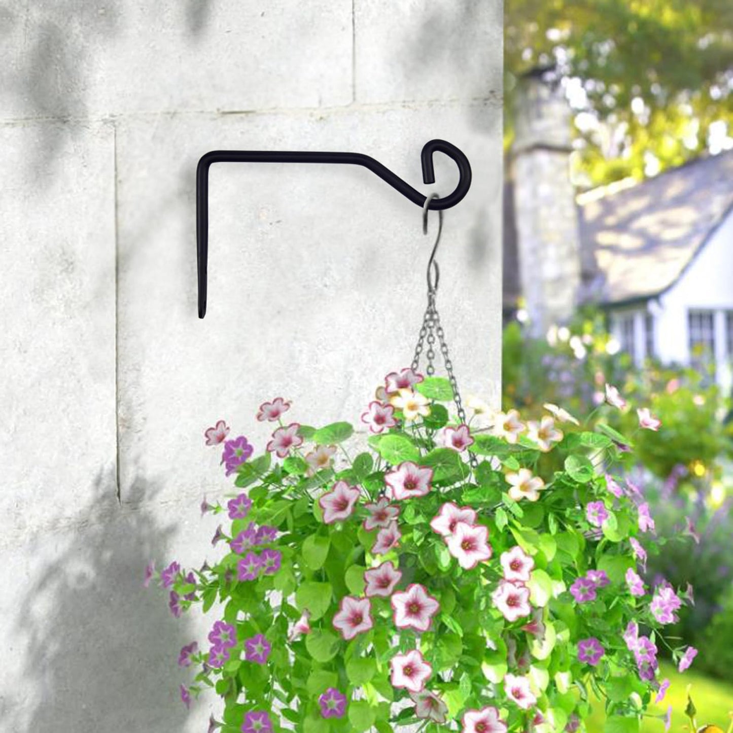 Sexoeie 2 Pcs 6.7 Inch Black Plant Hanger Hooks Indoor/Outdoor Wall Mount. Metal Heavy Duty Hanging Plant Holder.Hanging Holder for Bird Feeders, Wind Chimes, Flower Baskets (Black, 2Pcs)