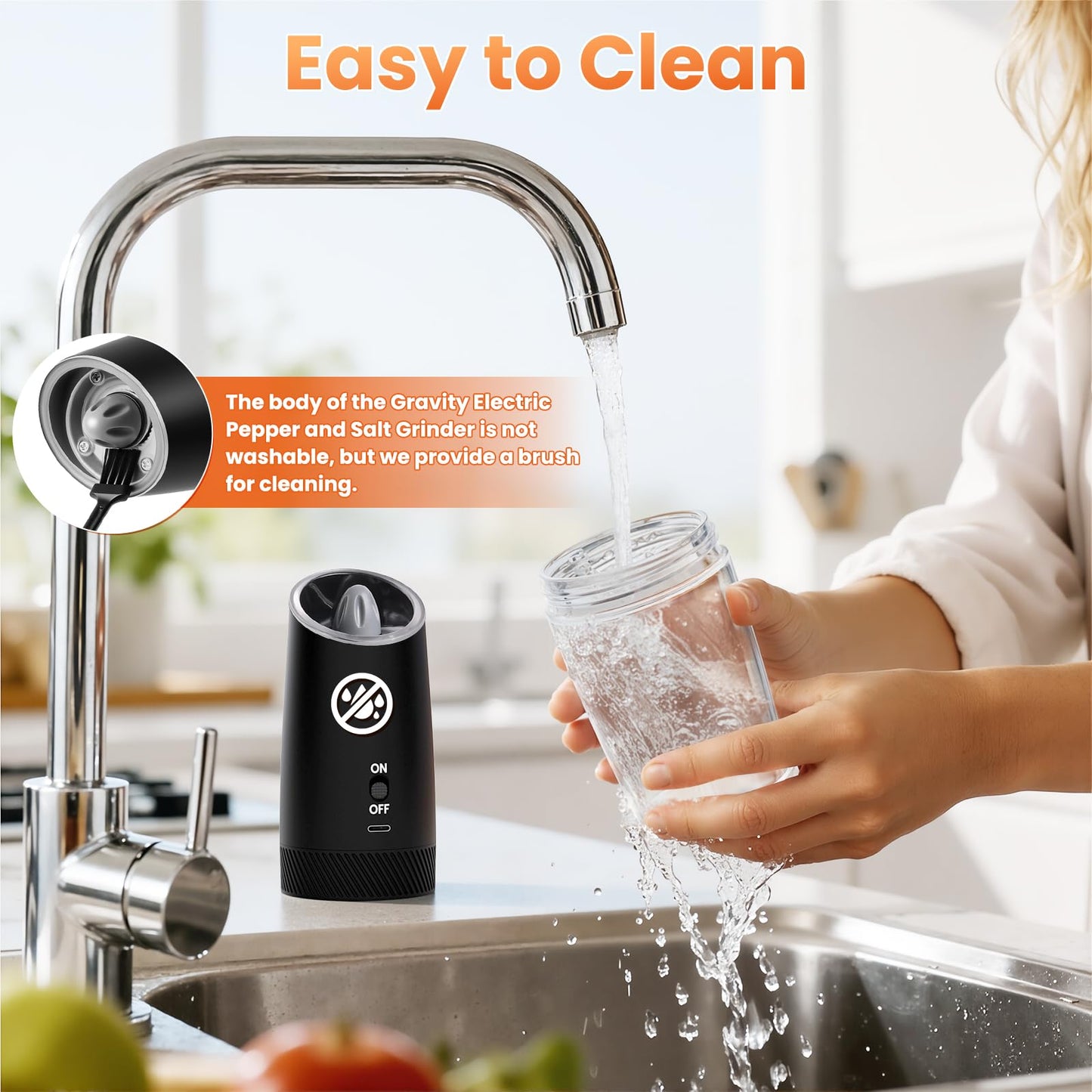 SmartTrends Gravity Electric Salt and Pepper Grinder Set with LED Light, Automatic Rechargeable Pepper Mill Grinder, Adjustable Coarseness for Peppercorn, Large Capacity for Home, Kitchen, 2 Pack