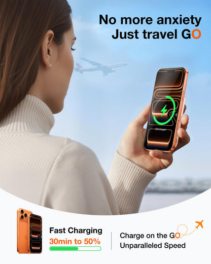 TORRAS EasyGo 0.45" Slim Magnetic Portable Charger Power Bank for iPhone, 5000mAh 22.5W PD Fast Charging Wireless Battery Pack Compatible with Magsafe, iPhone Air,Pro,Pro Max,17,16,15,14,13,12, Black