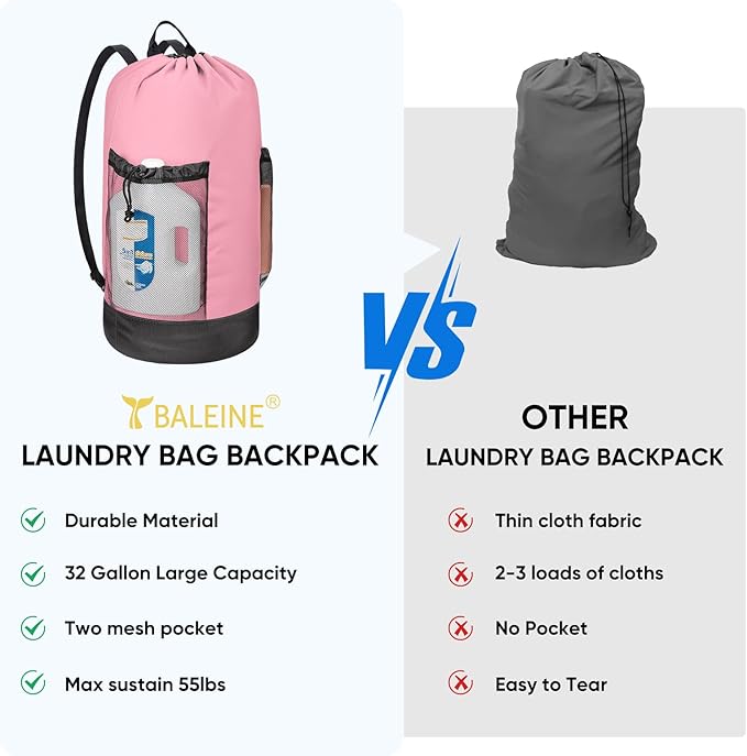 BALEINE 120L Laundry Bag Backpack, 900D Oxford Fabric Large Travel Laundry Bags