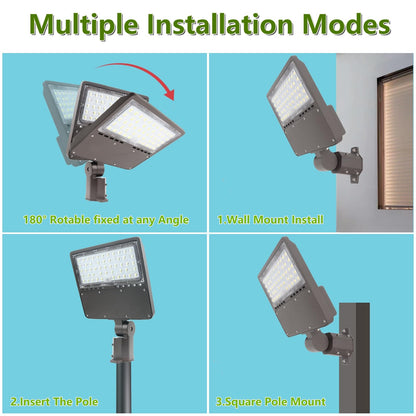 WHLED 2PACK 150W LED Parking Lot Light with Dusk to Dawn Photocell, Slipfitter Mount and Wall Mount Commercial Outdoor Lighting, 100-277V 21000LM 5000K, ETL Commercial LED Security Flood Lights