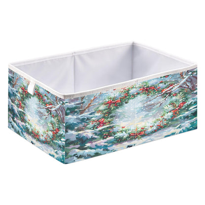 senya Large Storage Bins Beautiful Christmas Wreath Collapsible Foldable Storage Cubes Fabric Basket Closet Organizer Containers Box for Home Bedroom Office 15.7 x 10.6 x 6.9in