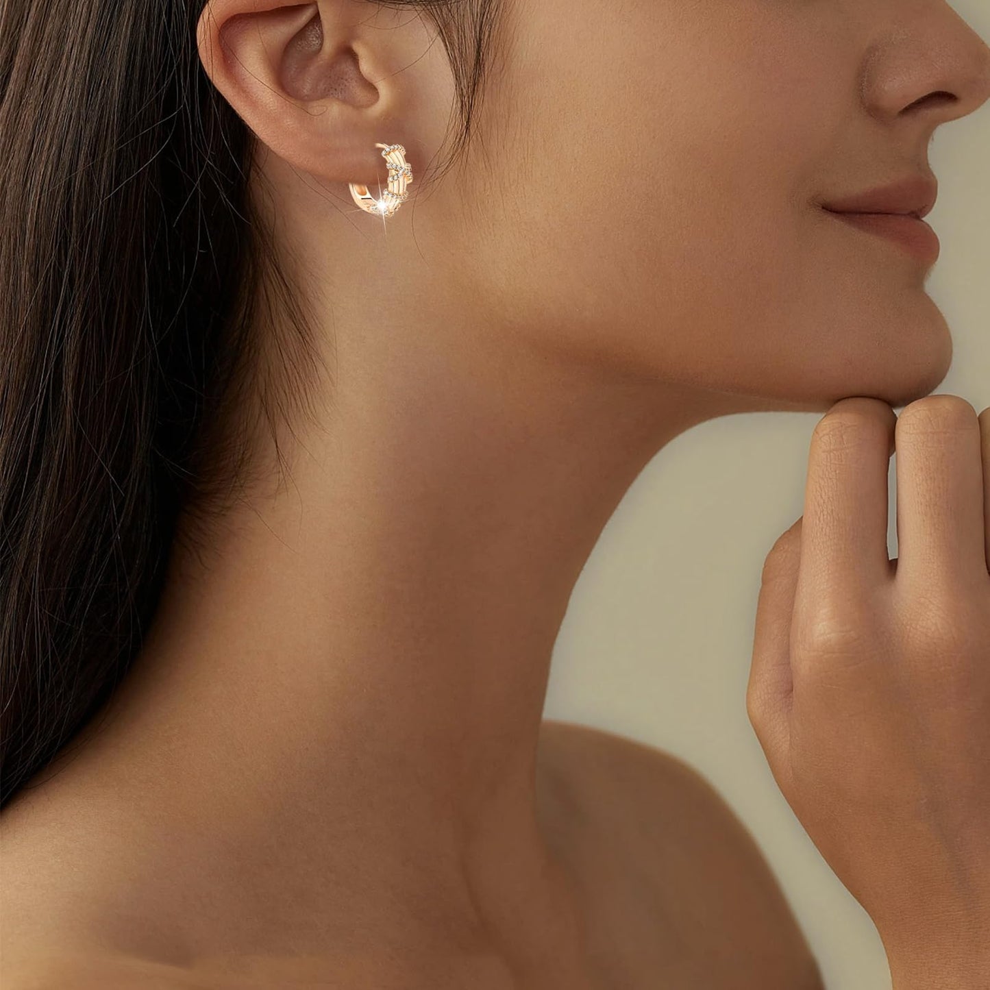 18K Crystal Heart Hoop Earrings for Women with Locket Design, White Crystal Cubic Zirconia Dangling Earrings Fine Jewelry Gifts for Her