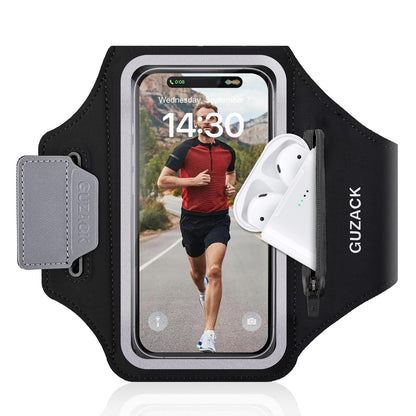 Running Armband with Earphone Pouch & Card Slot, Running Phone Holder for iPhone 17 16 15 14 Pro Max Plus Galaxy S25 S24 S23 Ultra, Up to 6.8" Phones