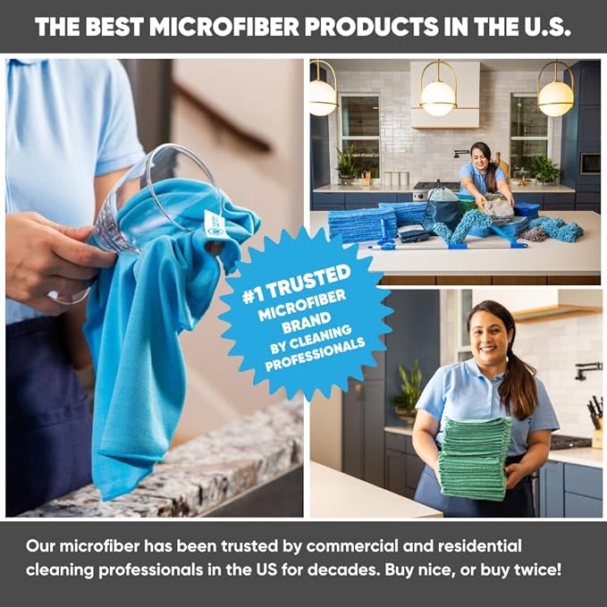Blue Microfiber Shop Towels | MWipes Reusable Shop Rags | 50 Rags in a Box |