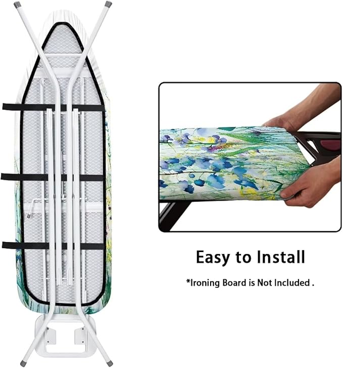 ZDCUSTOM Blue Flower Ironing Board Cover Iron Board Replacement Cover Resist