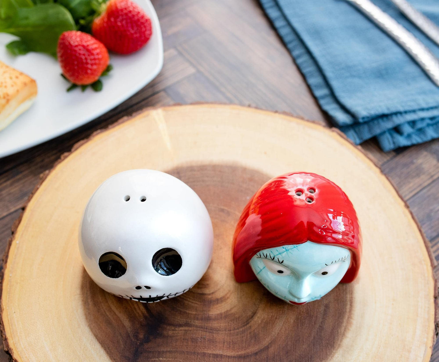 Disney The Nightmare Before Christmas Jack and Sally Ceramic Salt and Pepper Shakers, Set of 2 | Spice Dispenser Storage Canisters