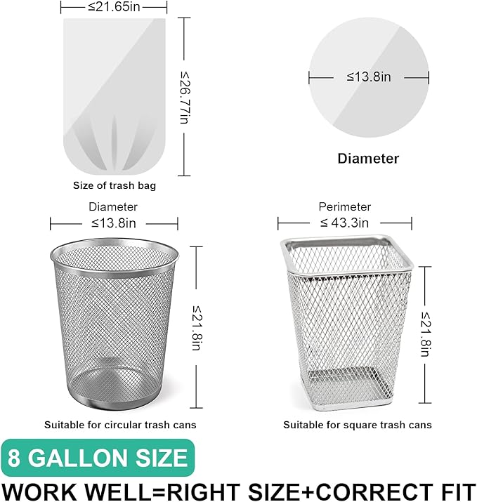 120 Count 8 Gallon Trash Bags Unscented