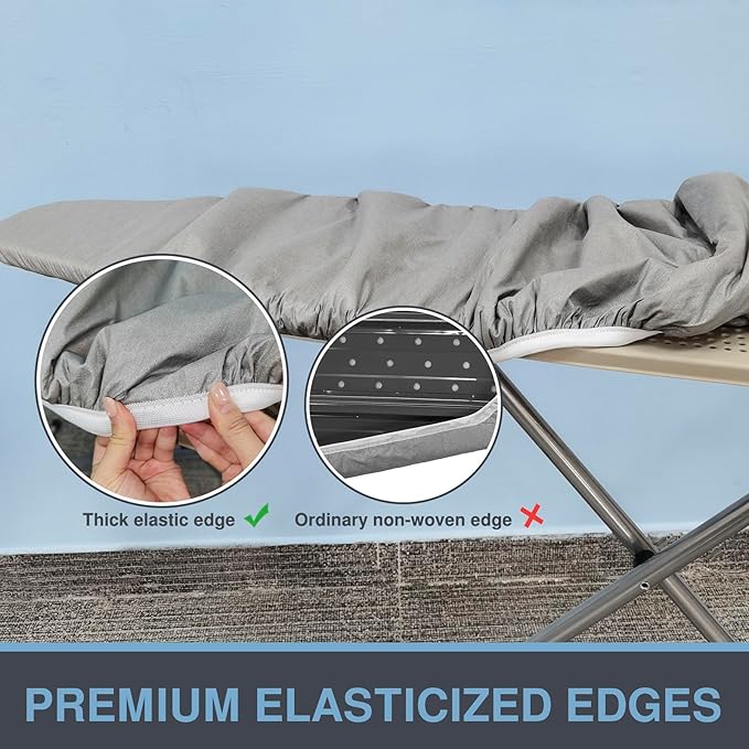 Ironing Board Cover and Pad 18x54, Thick Padding, Elastic Edge, Silicone Coated