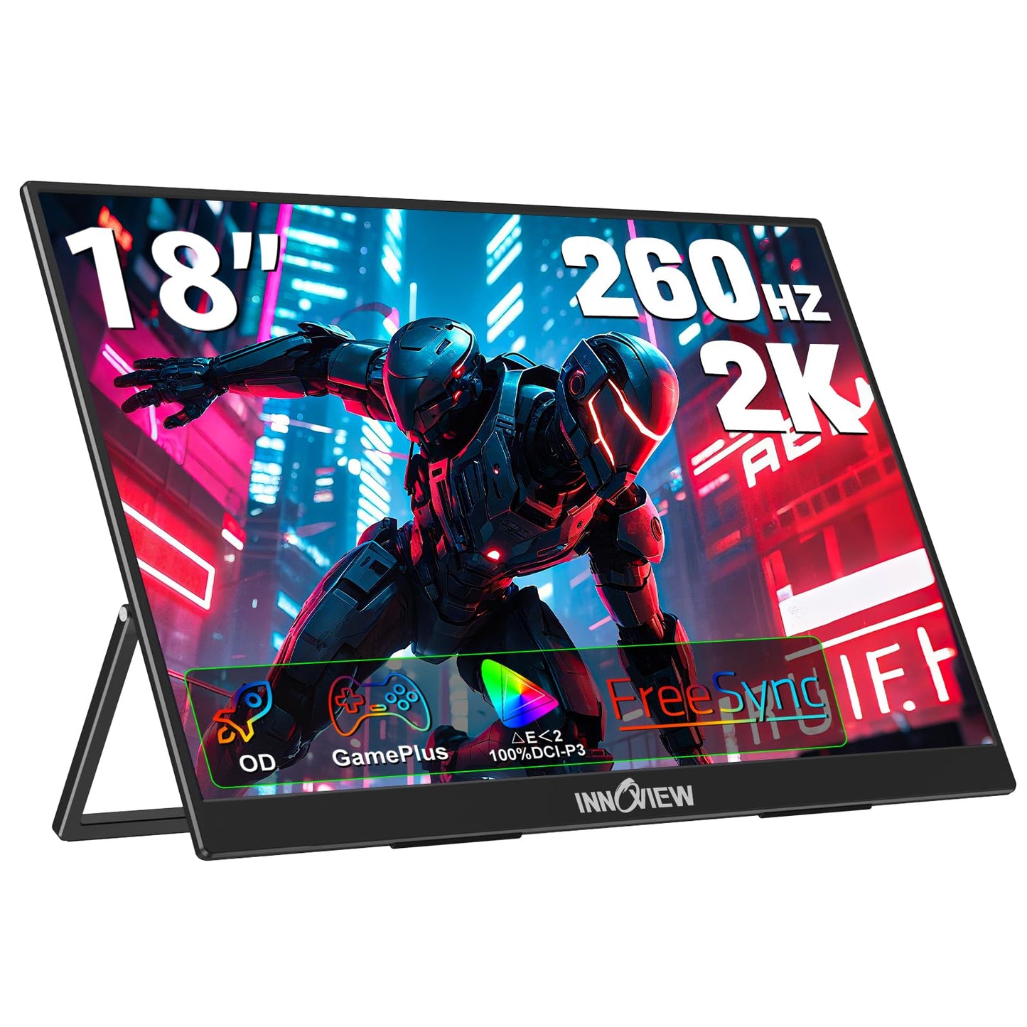 InnoView 23.8" Large Portable Monitor, FHD 144HZ 100% SRGB IPS USB-C HDMI Work Home Gaming Second Monitor 1080P W/180°Adjustable Stand for Laptop, MacBook, Phones