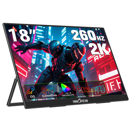 InnoView 23.8" Large Portable Monitor, FHD 144HZ 100% SRGB IPS USB-C HDMI Work Home Gaming Second Monitor 1080P W/180°Adjustable Stand for Laptop, MacBook, Phones