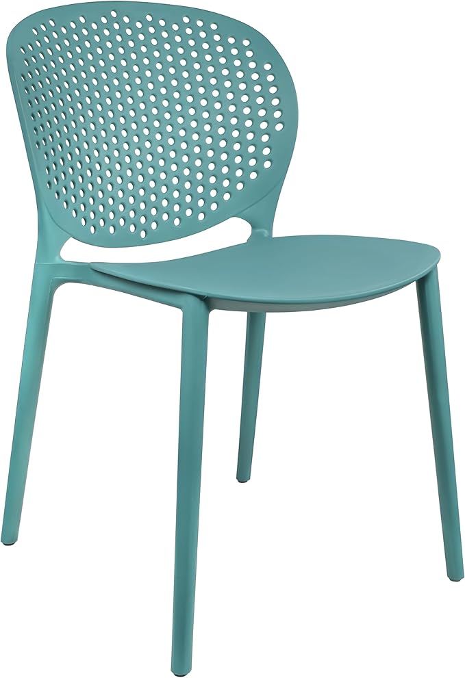 2xhome Set of 2 Patio Dining Chairs | Modern Stackable Outdoor Pool Side Chair | Weather Resistant Plastic for Yard, Porch, Balcony, Kitchen, Teal