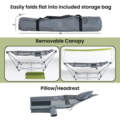Lucania Portable Hammock with Stand Included - Foldable Freestanding Heavy Duty Hammock for Indoor, Outdoor, Camping, Patio & Backyard (290 lbs Capacity)