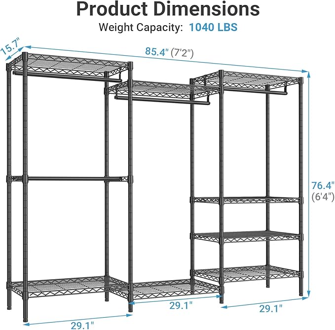 VIPEK V5 Plus Large Portable Closet Rack Freestanding Wardrobe Closet, 85.4" L