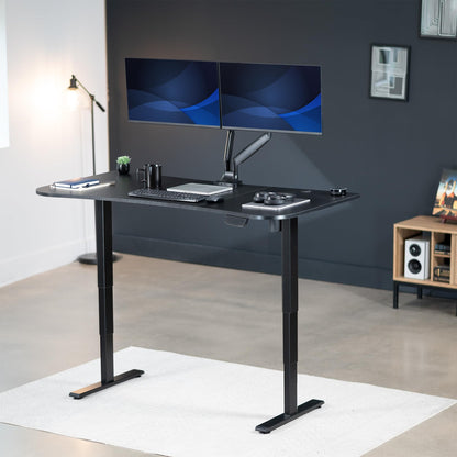 VIVO Electric 63 x 32 in Standing Desk, Touch Screen Adjustment, 220 lb Frame Support, 2E Series, Black Top Black Frame, DESK-KIT-2E1B