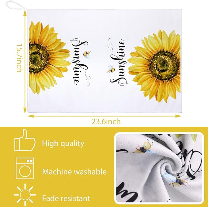 Bencailor 4 Pcs Sunflower Kitchen Towels Spring Summer Gifts Sunflower Floral