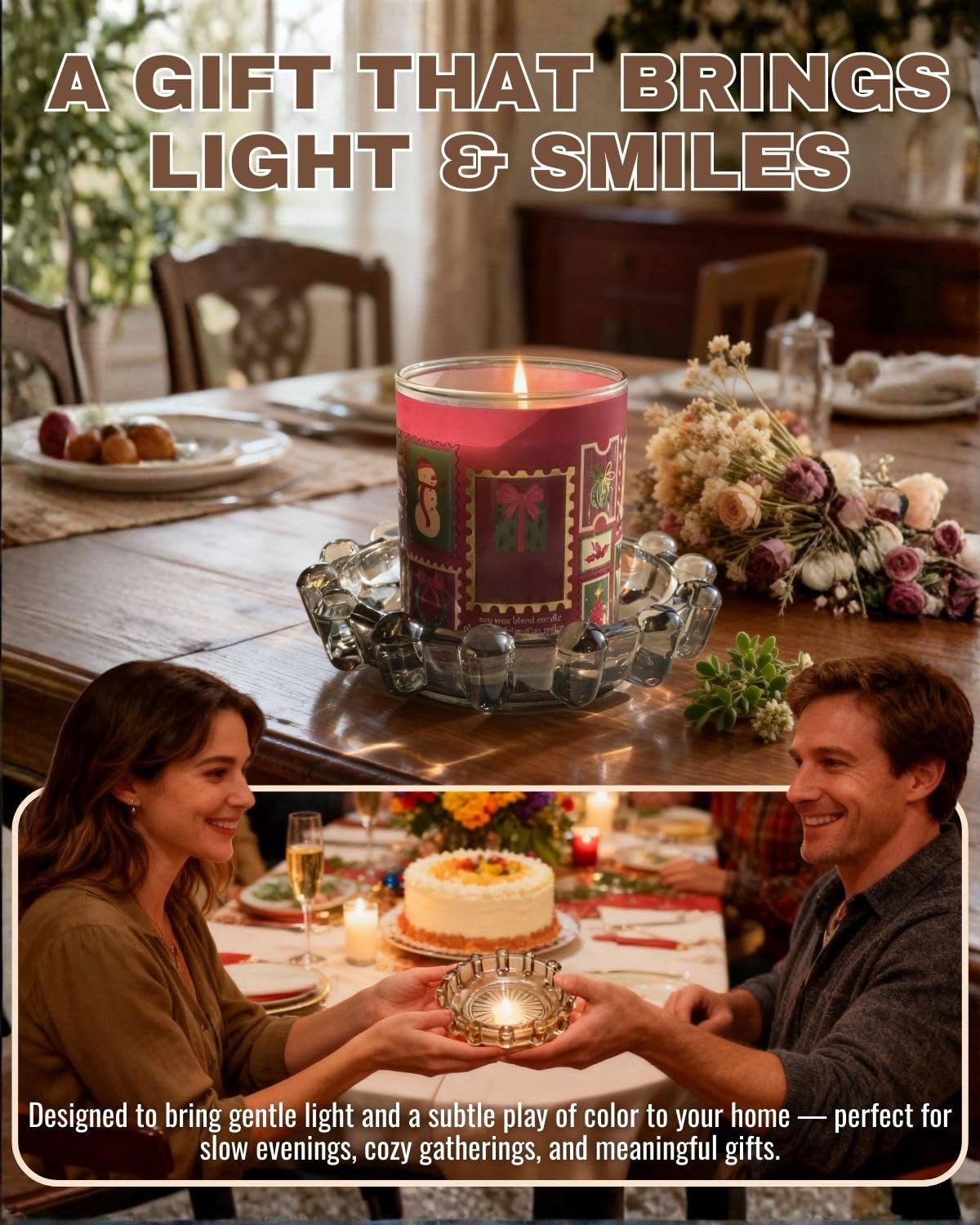 Loyipu Bubble Glass Candle Holder – 5" Decorative Crystal Candle Dish, Thick Glass Tray for Tealights, Scented Candles, Aroma Stones & Reed Diffusers(Crystal Clear)
