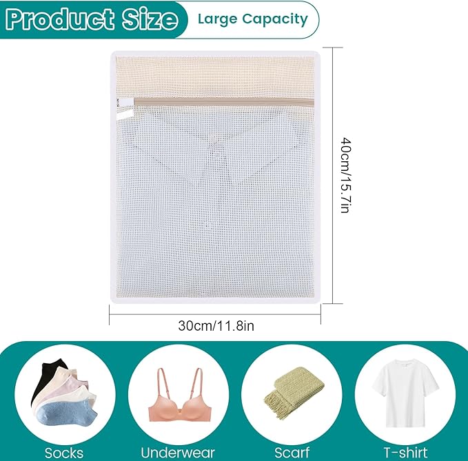 4Pcs Durable Cotton Mesh Laundry Bags