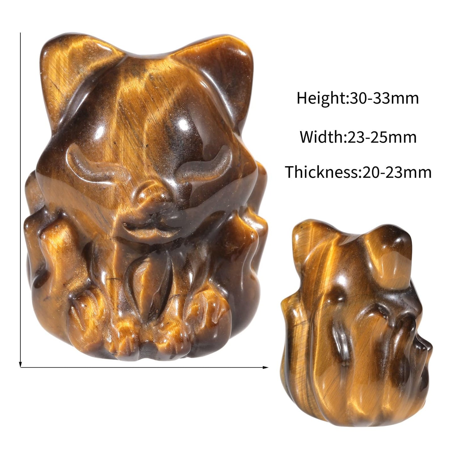 TUMBEELLUWA Pack of 2 Nine Tailed Fox Crystal Figurine Carved Mini Pocket Stone Small Animal Statue Sculpture for Desk Table Decor, Tiger's Eye Stone