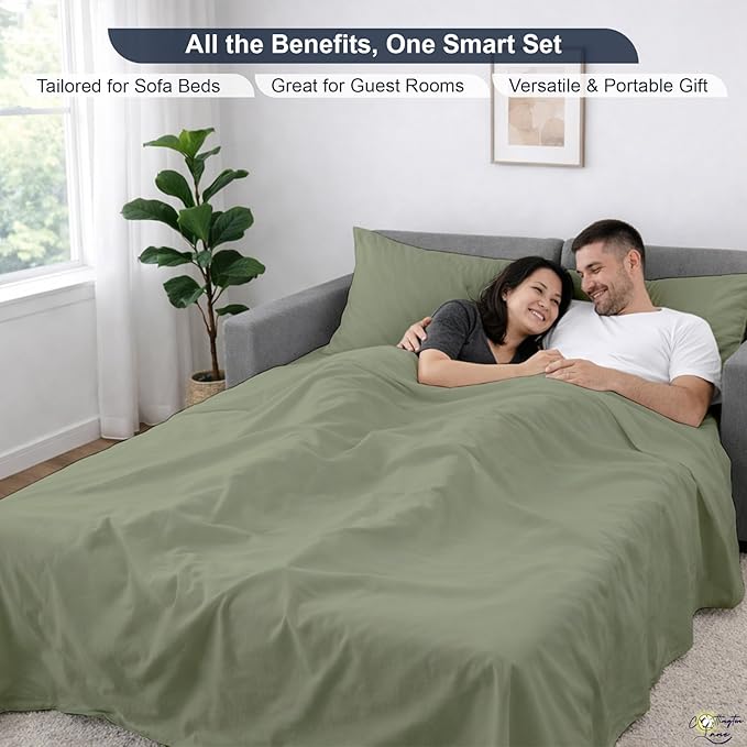 Cottington Lane Sleeper Sofa Sheets Queen Size, 4 Piece Premium Quality 100%
