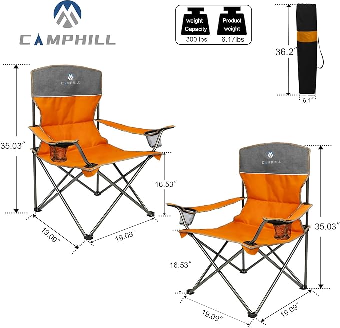Camping Chair Set of 3, Outdoor Folding Camping Chairs