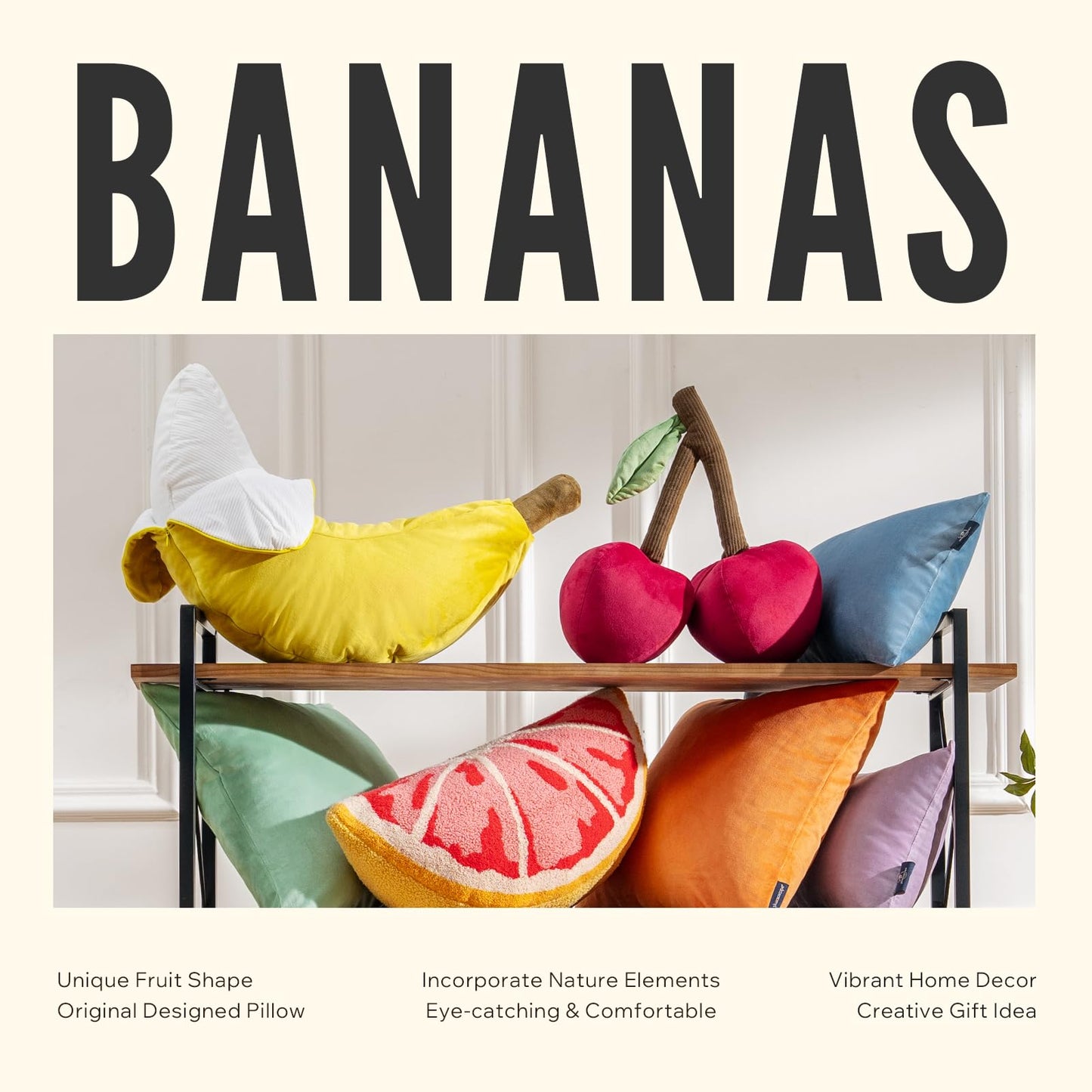 Phantoscope Papaya Shaped Throw Pillow, Fruit Themed Cushion for Couch, Bed and Chair, Pink, 10 x 15 inches