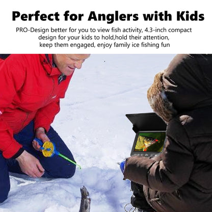 FishPRO Underwater Fishing Camera - MOQCQGR Portable 4.3'' 1000TVL (No Need Learn) Ice Fishing Camera Underwater 3-Grade IR Light, USB-C, 4X Zoom, Ice Fishing Fish Finder for Boat Lake Kayak, 65FT
