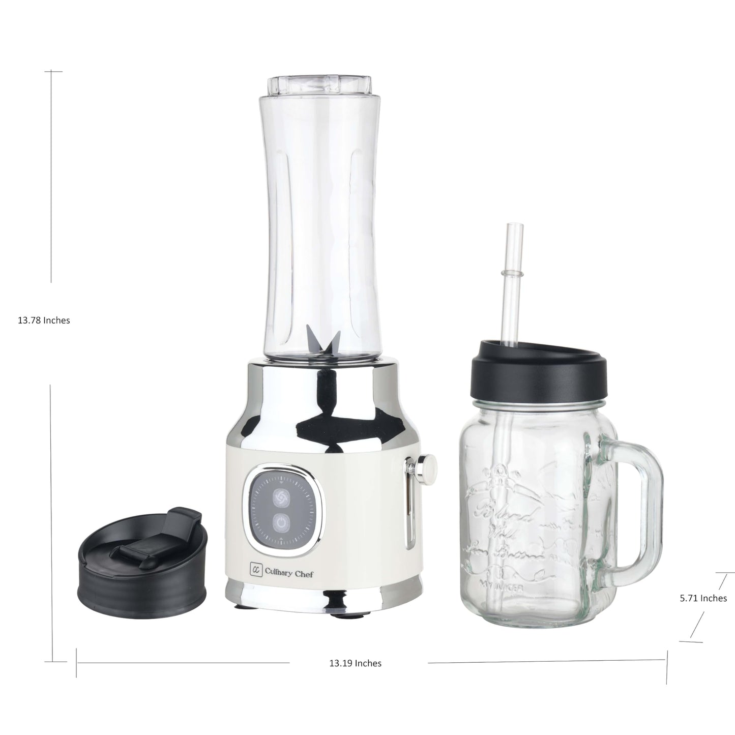 CULINARY CHEF Retro Smoothie Maker Personal Blender with Mason Jar, Perfect for Shakes and Smoothies, Countertop, Dishwasher Safe, BPA-Free, High Power 300W, Black