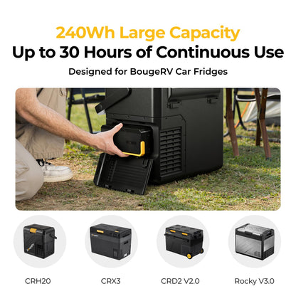 BougeRV 240Wh Detachable Battery, Car Refrigerator Battery for CRD2V2.0/RockyV3.0/CRH20/CRX3 12 Volt Refrigerator Power Station, Multiple Input/Output Ports for Overlanding, Camping, Truck, Outdoor