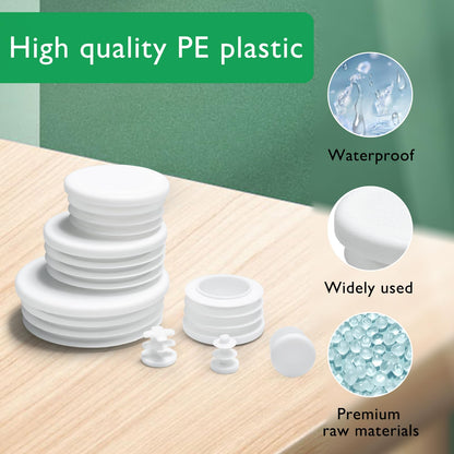 1-7/8"(48mm) Plastic Hole Plugs White -Round Chair Leg Caps, Flush Mount Pipe Plugs, Tubing End Caps for Metal&Wood Legs Tube, Outdoor Furniture Feet caps,for Pipe Wall thicknesses of 2.5-4 mm,12 PCS