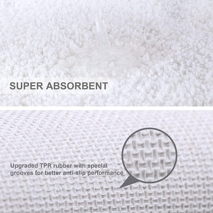 VANZAVANZU Non Slip Bath Mat Extra Large Bathroom Runner Rug Thickened Bath Rug for Bathroom Absorbent Ultra Soft Bedside Rug Fluffy Microfiber Carpet Runner Floor Mat - 50 x 122cm (White)