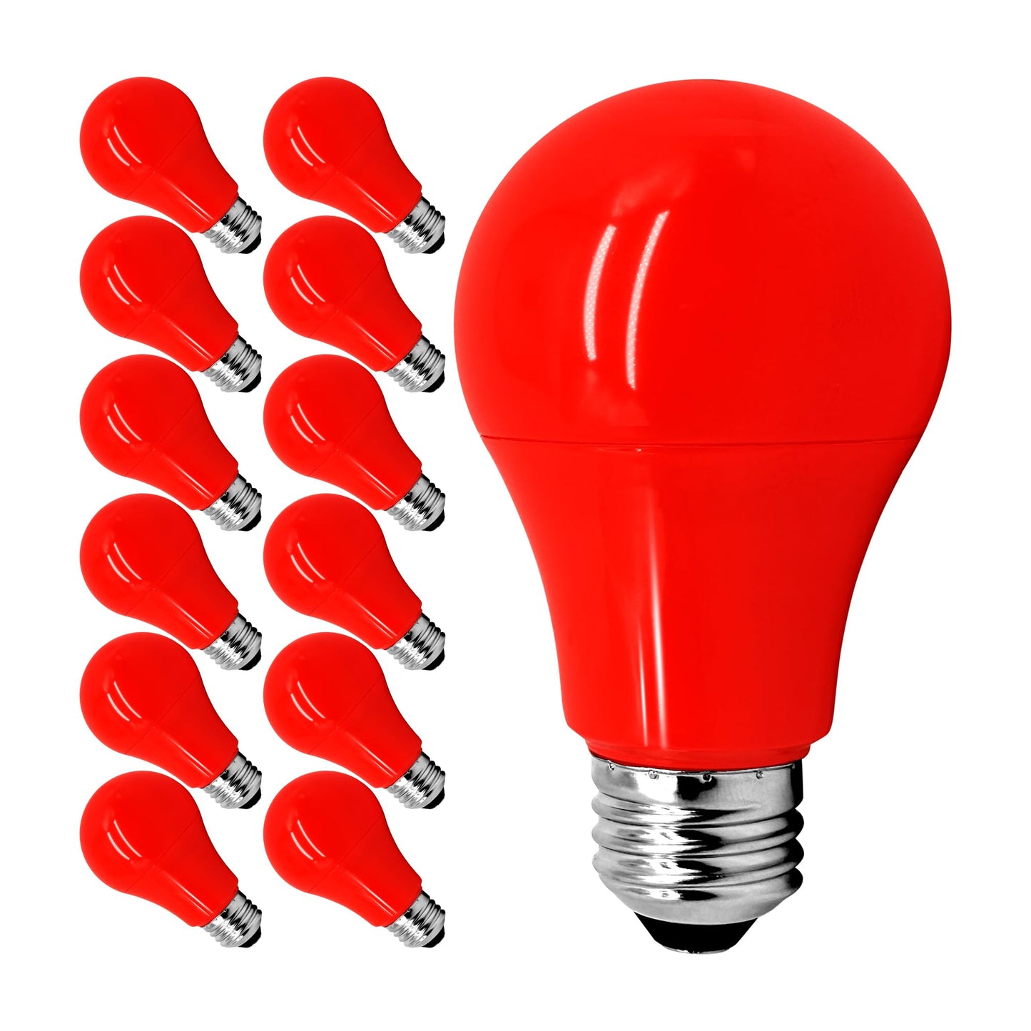 Jolux 12 Pack Red Light Bulbs A19 7W (60W Equivalent), E26 Red LED Lights for Holiday Lighting, Porch, Party, Bar Ambiance Decor, Halloween, Christmas, New Year Decor, Non-Dimmable
