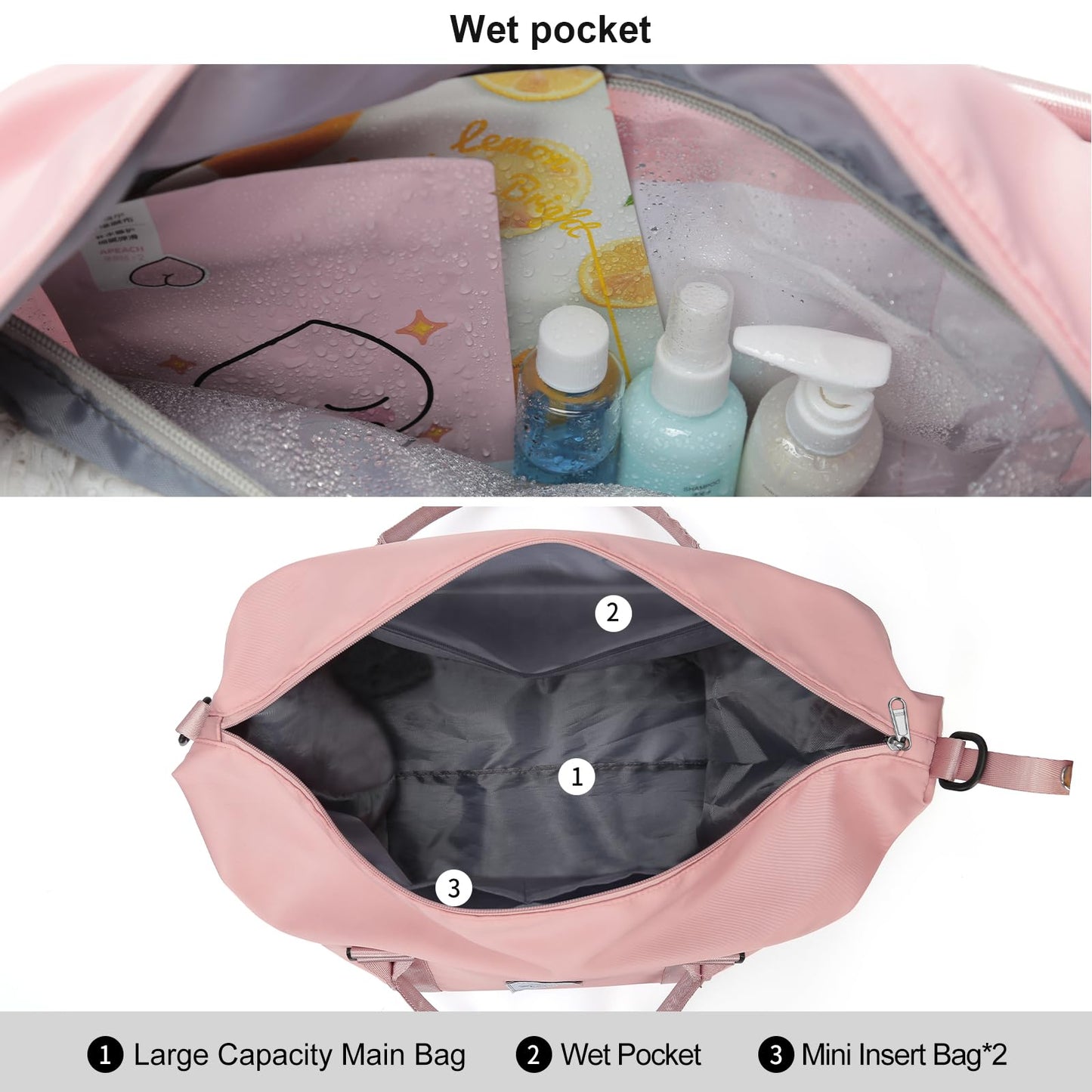 Travel Duffel Bag,Sports Tote Gym Bag,Shoulder Weekender Overnight Bag for Women