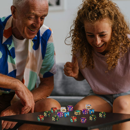 TecUnite 25 Pieces Colored Dice 6 Sided Dice Set, 6 Sided Standard Dices with Black Drawstring Storage Bag for Board Games, Parties, Math Learning, Classroom(Mix Color,6 Sides)