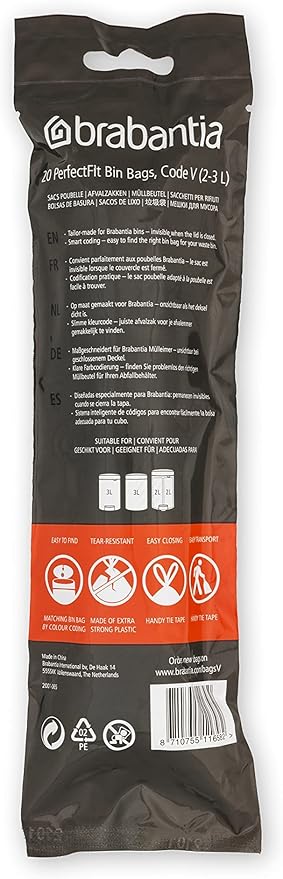 Brabantia PerfectFit Trash Bags Thick Plastic Trash Can Liners