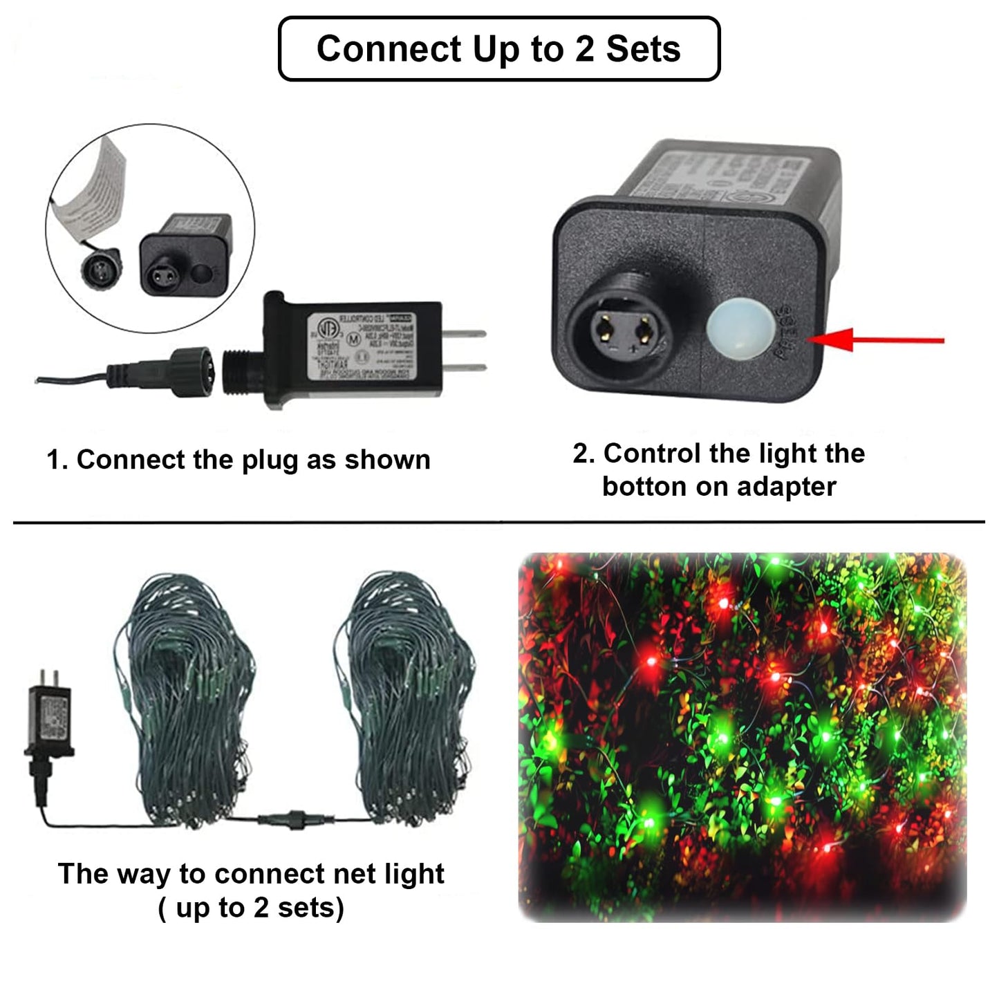 Christmas Net Lights Outdoor, 360 LED 21ft x 5ft Large Net Mesh String Lights 8 Modes, Twinkle Lights Connectable Plug in for Bushes Hedge Yard Garden Party Christmas Decor, Red and Green