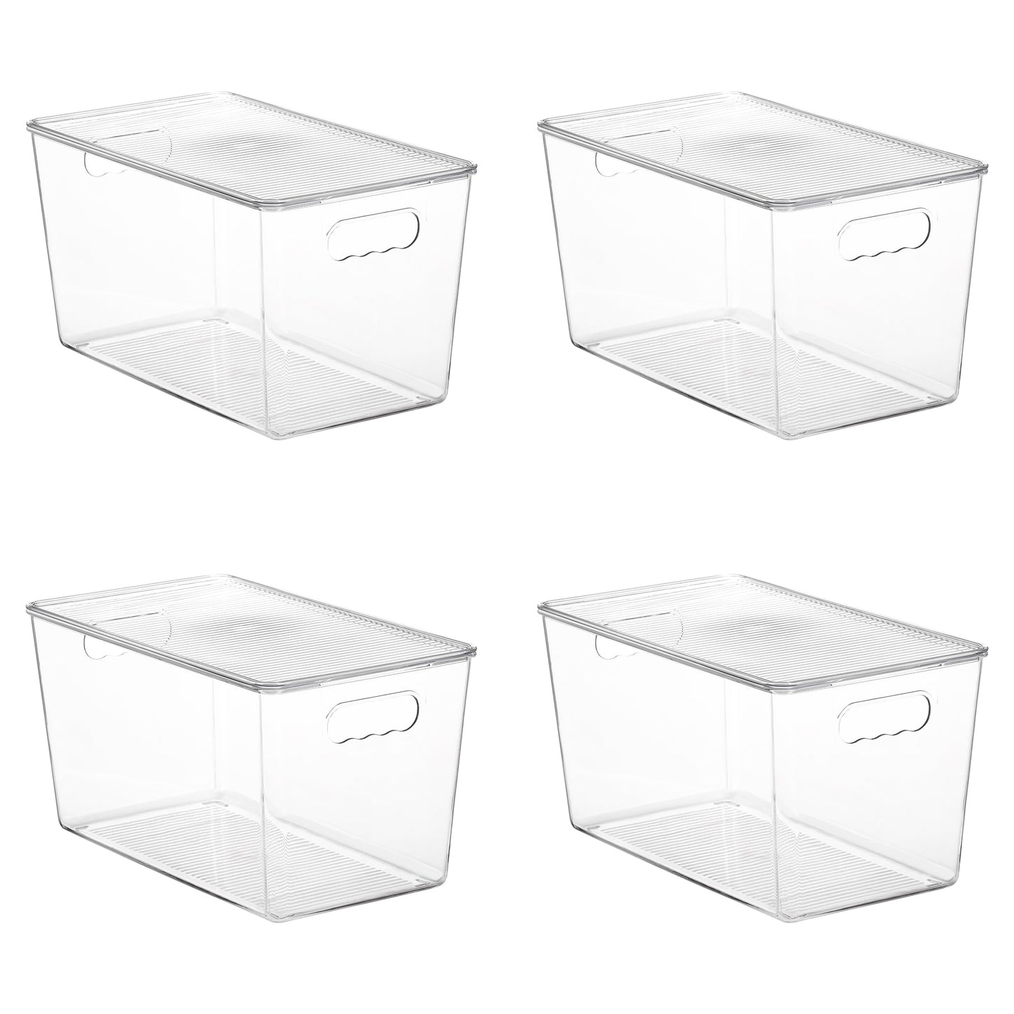 Vtopmart 6 Pack Clear Stackable Storage Bins with Lids, Large Plastic Containers with Handle for Pantry Organizer and Storage,Perfect for Bathroom,Cabinet,Kitchen,Fridge,Closet Organization