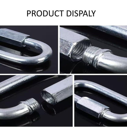 Heavy Duty Quick Links Chain Connectors, Galvanized Carbon Steel Locking Carabiners, M5 M8 M10 M12 Threaded Chain Hooks for Tire Chains, Swing, Hammock, Camping, Boating, Hiking & Fishing (M10-4PACK)