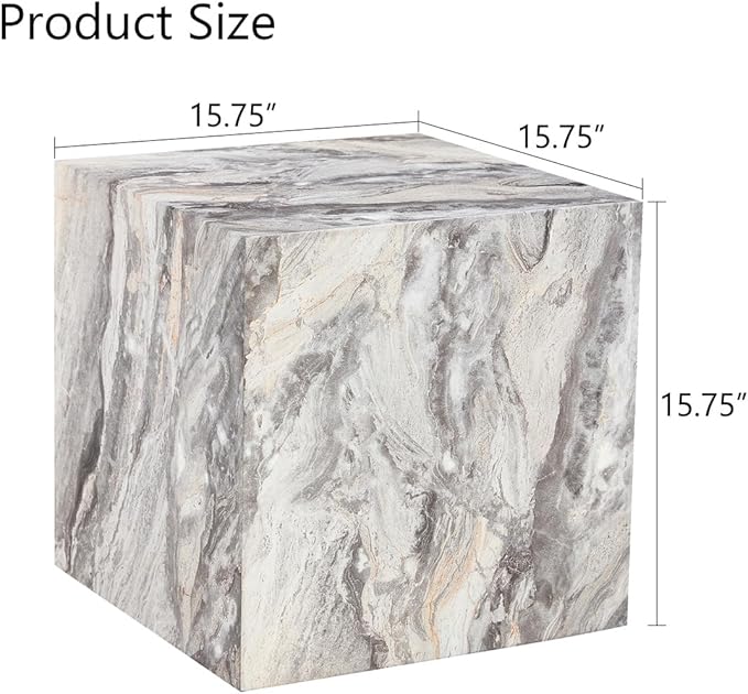 Side Table, End Table Living Room Table, Modern Sofa Couch Table, Faux Marble