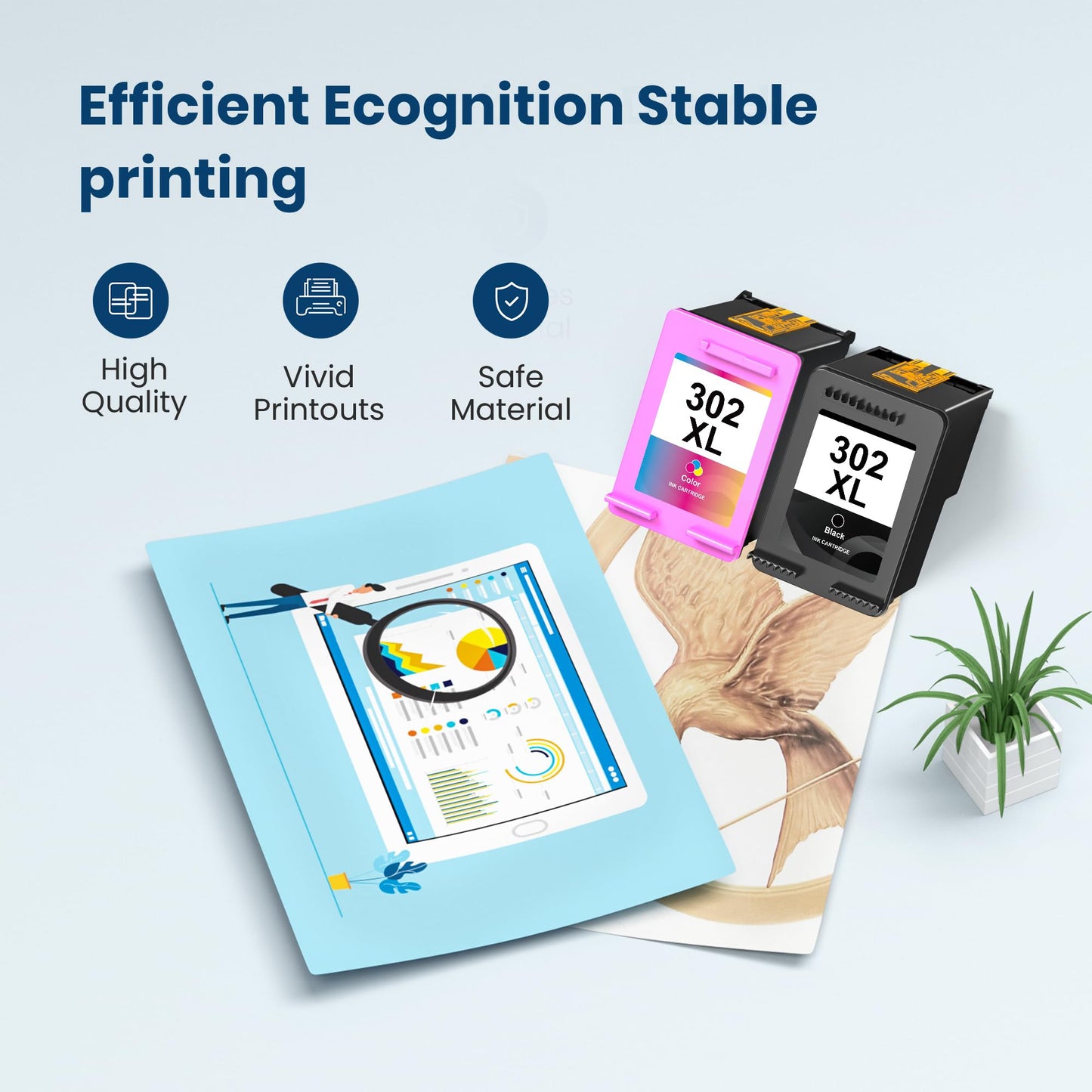 302XL Ink Cartridges Black and Colour 2-pack Replacement for HP 302 Ink Cartridges Combo Pack for HP Envy 4520 4527 4524 4523 OfficeJet 3835 3830 3831 4650 5230 DeskJet 3630 1110 DeskJet 3630 Printer