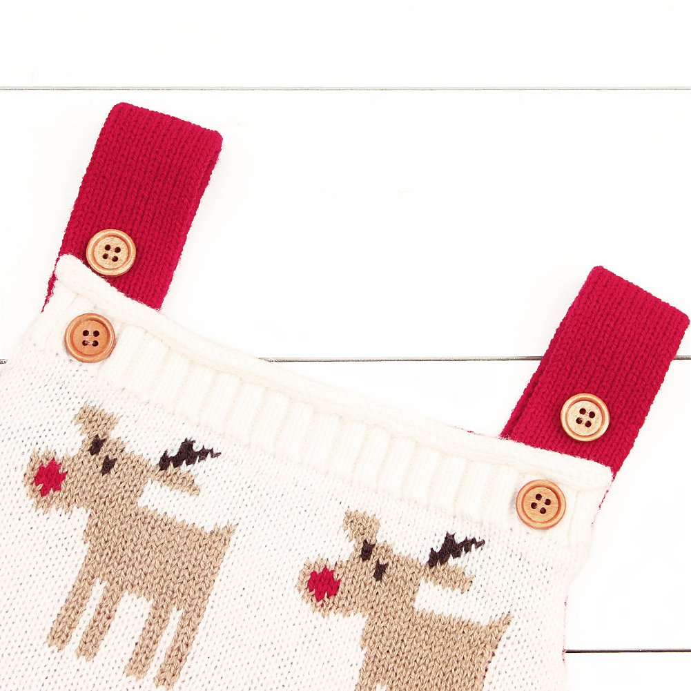 mimixiong Baby Christmas Sweater Toddler Reindeer Outfit Sleeveless Red Clothes 6-12 Months Romper