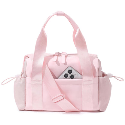 Bucosd Small Gym Bag for Women, Mini Crossbody Gym Duffle Bag with Wet Compartment, Carry on Gym Tote Bag for Workout Dance Sport Travel (Mini-Pink)