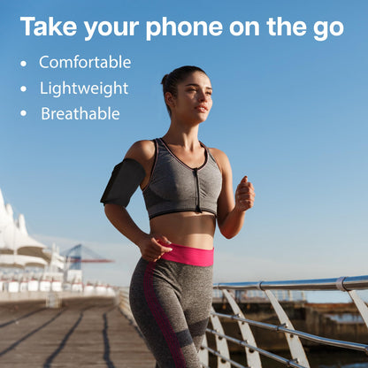 MMOBIEL M Running Phone Armband – Stretchable Sports Arm Band for All Phones, Fits 8–12” Arm Circumference, Ideal for Running, Cycling & Training (Black)