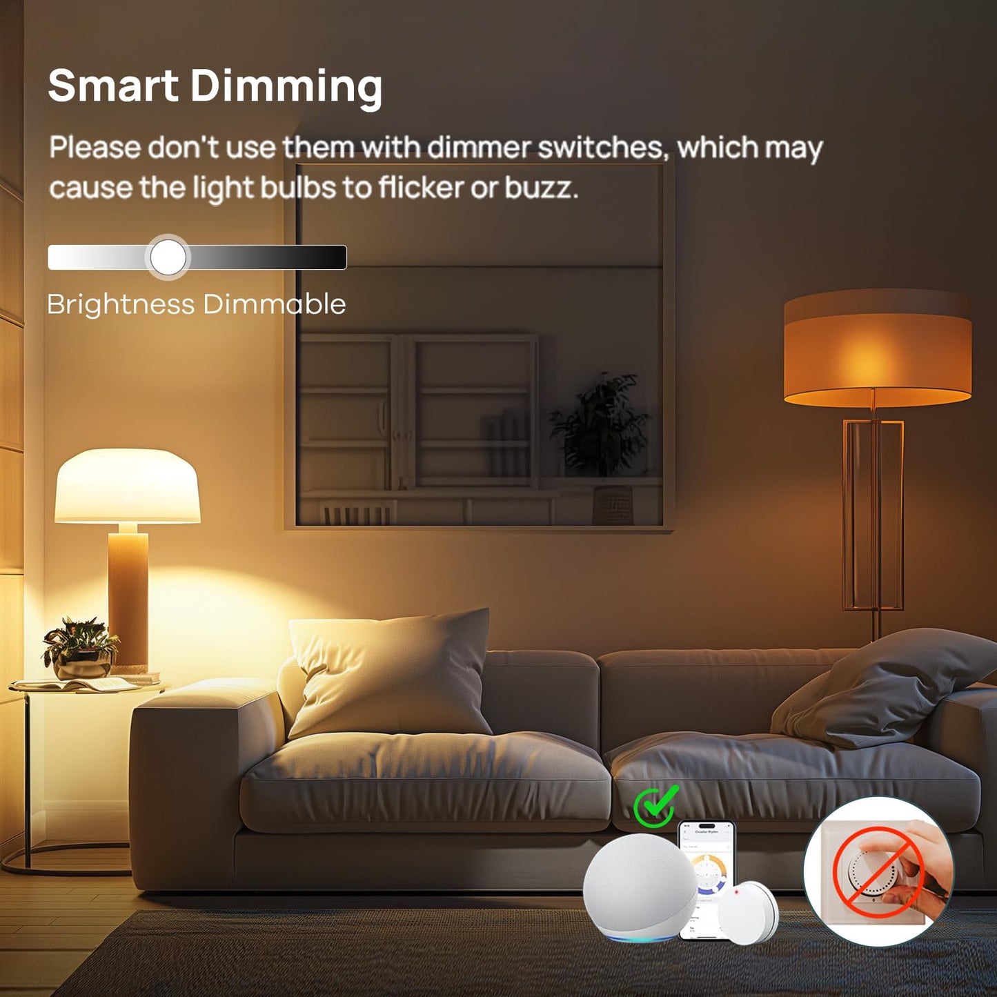 Linkind Smart Light Bulbs, Smart Bulb That Work with Alexa & Google Home, LED Light Bulbs Color Changing, 104 Preset Scene, Music Sync, A19 E26 2.4GHz RGBTW WiFi Bluetooth Light Bulb 60W, 800LM, 4Pack