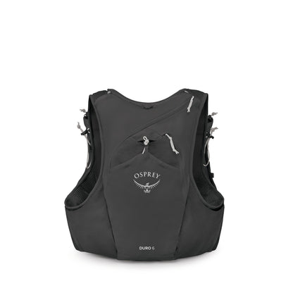 Osprey Duro 6L Men's Running Hydration Vest with Hydraulics Soft Flasks - Adjustable Water Pack with Pockets, Black, Medium