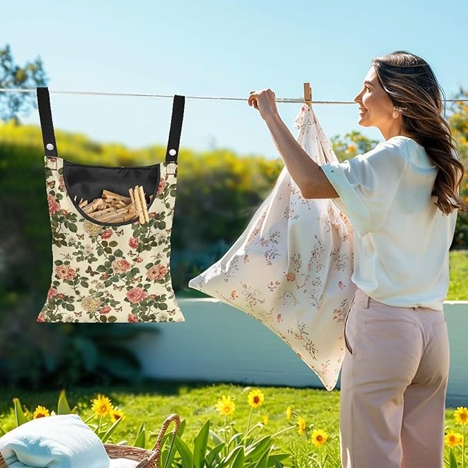 Floral Clothes Pin Hanging Bag