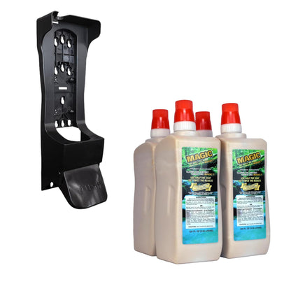 Zenex Magic Hand Soap & Push-Style Dispenser Bundle - 4-Pack 3.55L Industrial Hand Cleaner with Walnut Shell Scrubbers & Wall Mounted Dispenser | Moisturizing | Remove Grease & Grime | Easy Install