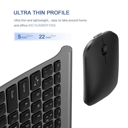 seenda WGJP-031 Small Wireless Keyboard and Mouse, Ultra Compact Rechargeable USB Keyboard and Mouse Combo with Portable Size Low Profile Keys for Windows XP/7/8/10/11 Laptop Computer, Black and Grey