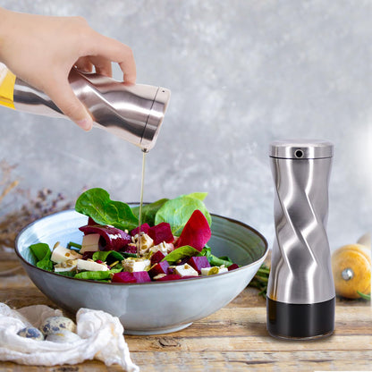 Olive Oil And Vinegar Dispenser Set - 2 Piece Glass Oil Dispenser Bottle for Kitchen with No Drip, 10 OZ